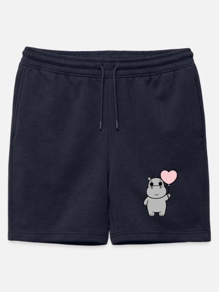 Süßes Nilpferd Herz Ballon Liebe - Männer Premium Organic Sweatshorts - Navy