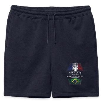 Francais De Racines Bresiliennes T-Shirt Cadeau... - Short de survêtement homme premium - bleu marine - Devant - AI Model Male 178 light (178cm)