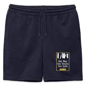 Le Chemin, la Vérité, la Vie (sombre) - Short de survêtement homme premium - bleu marine - Devant - AI Model Male 178 light (178cm)