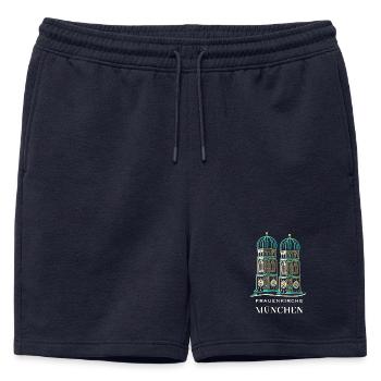 Munich, Frauenkirche, Cathédrale, Bavière, Dessin - Short de survêtement homme premium - bleu marine - Devant - AI Model Male 178 light (178cm)