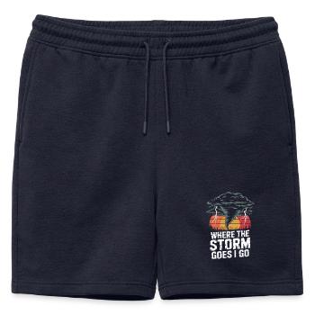 Chemin de la tempête du coucher de soleil - Short de survêtement homme premium - bleu marine - Devant - AI Model Male 178 light (178cm)