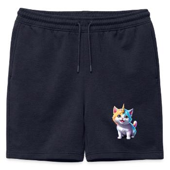 Chaton licorne - Short de survêtement homme premium - bleu marine - Devant - AI Model Male 178 light (178cm)