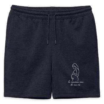 Femme enceinte minimaliste cadeau - Short de survêtement homme premium - bleu marine - Devant - AI Model Male 178 light (178cm)