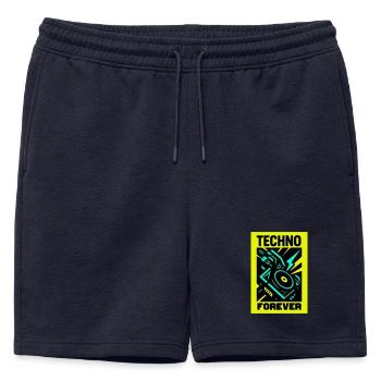 Techno pour toujours - Short de survêtement homme premium - bleu marine - Devant - AI Model Male 178 light (178cm)