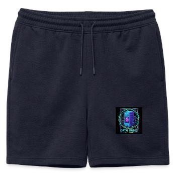 Ordinateur Data Orbit Neon - Short de survêtement homme premium - bleu marine - Devant - AI Model Male 178 light (178cm)
