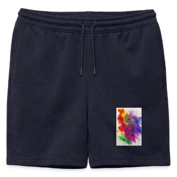 Éclaboussures de peinture - Short de survêtement homme premium - bleu marine - Devant - AI Model Male 178 light (178cm)
