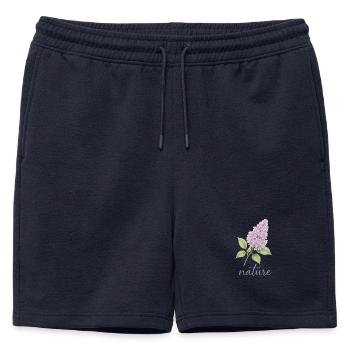Lilas Nature Design - Motif Tendance Fleur - Short de survêtement homme premium - bleu marine - Devant - AI Model Male 178 light (178cm)