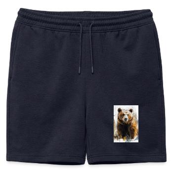 Illustration of a bear - Mens' Premium Organic Sweatshorts - navy - Front - AI Model Male 178 light (178cm)