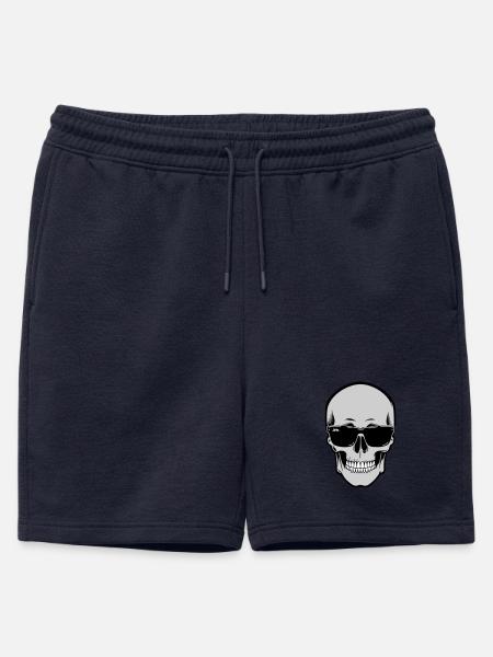 Skull with Sunglasses Graphic - Mens' Premium Organic Sweatshorts - navy