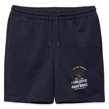 Ondes radio alimentées par la caféine - Short de survêtement homme premium - bleu marine - Devant - AI Model Male 178 light (178cm)