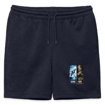 Même océan. Deux futurs. – Baleine à bosse - Short de survêtement homme premium - bleu marine - Devant - AI Model Male 178 light (178cm)