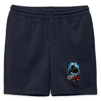 Live and Let's Dive – Scuba Diver Shaka | Diving - Mens' Premium Organic Sweatshorts - navy - Front - AI Model Male 178 light (178cm)