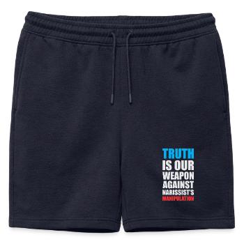 Empowering Truth Speech Bubble Design - Mens' Premium Organic Sweatshorts - navy - Front - AI Model Male 178 light (178cm)