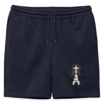 T-shirt de verset biblique inspirant pour les chrétiens - Short de survêtement homme premium - bleu marine - Devant - AI Model Male 178 light (178cm)