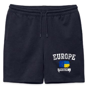 Emblème du drapeau du pinceau Europe Ukraine - Short de survêtement homme premium - bleu marine - Devant - AI Model Male 178 light (178cm)