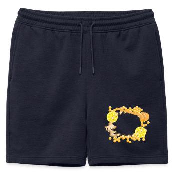 Cadre Gingembre-Citron-Miel – Motif Feel-Good - Short de survêtement homme premium - bleu marine - Devant - AI Model Male 178 light (178cm)