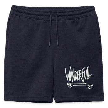Wanderfull - Jeu de mots avec bâtons de randonnée - Short de survêtement homme premium - bleu marine - Devant - AI Model Male 178 light (178cm)