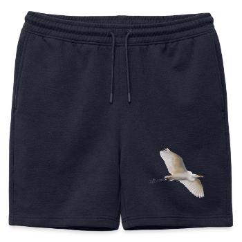 Grande Aigrette Blanche En Vol - Photographie - Short de survêtement homme premium - bleu marine - Devant - AI Model Male 178 light (178cm)