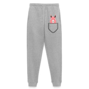Llama in the bag - Women's Premium Organic Joggers - heather grey - Front - Selfina (174cm)