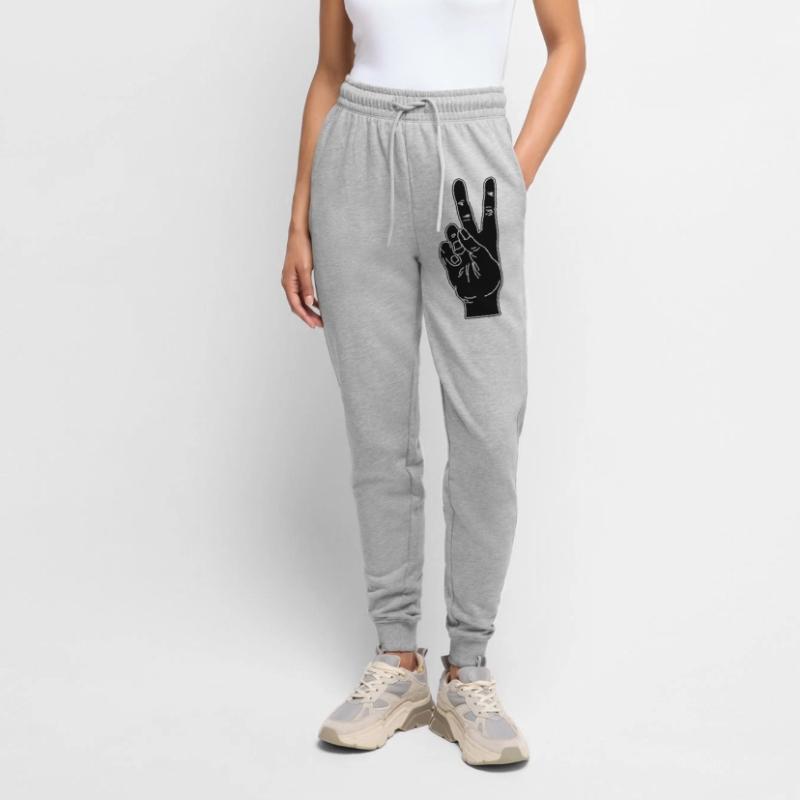 Black hand gesture peace Women's Premium Organic Joggers