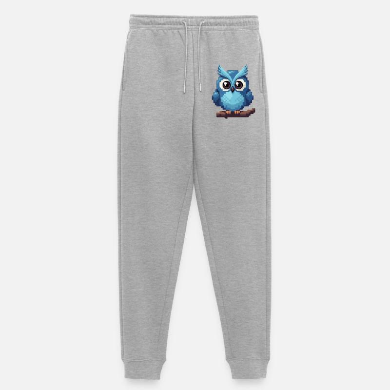 Pixel Eule – Retro 8-Bit Style - Frauen Premium Bio Jogginghose - Grau meliert