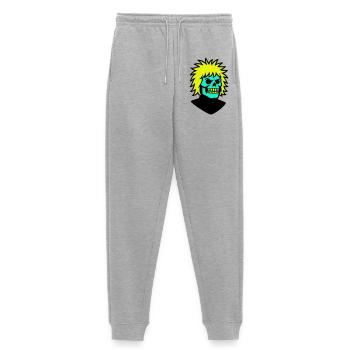 Skullman with a cool hairstyle - Women's Premium Organic Joggers - heather grey - Front - Selfina (174cm)