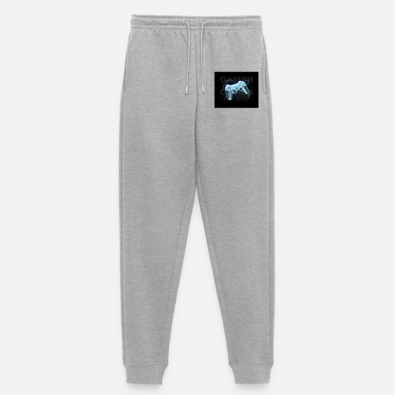 Neon Blue Controller 3D - Women's Premium Organic Joggers - heather grey
