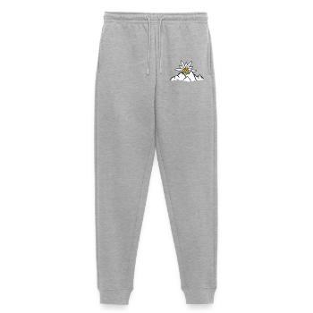 Sonne Bergblume Edelweiss - Frauen Premium Bio Jogginghose - Grau meliert - Vorne - Selfina (174cm)