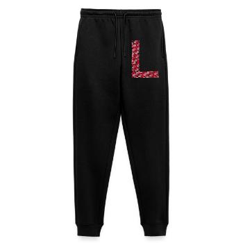 t-shirt bisous - Lettre L - Pantalon de jogging Premium bio Femme - noir - Devant - Selfina (174cm)