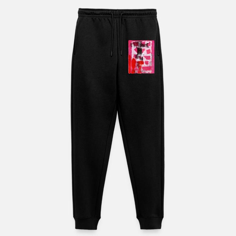 Abstract Monoprint Street Art Print Expressionism - Women's Premium Organic Joggers - black