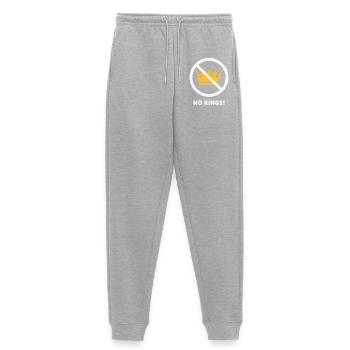 No Kings! (Protest Design / NEG 2C) - Women's Premium Organic Joggers - heather grey - Front - Selfina (174cm)