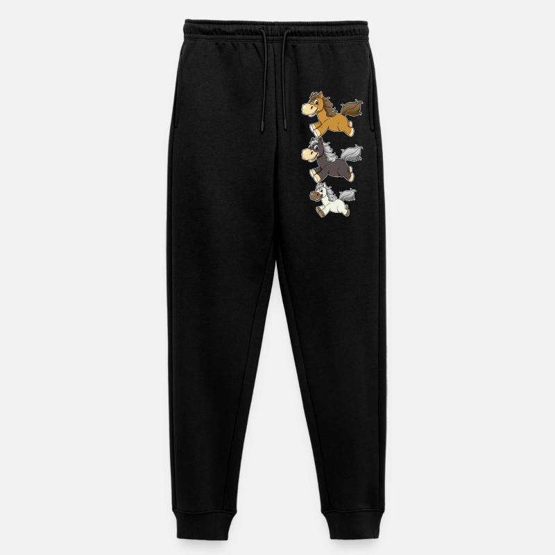 Three Galloping Horses Comic Design - Women's Premium Organic Joggers - black