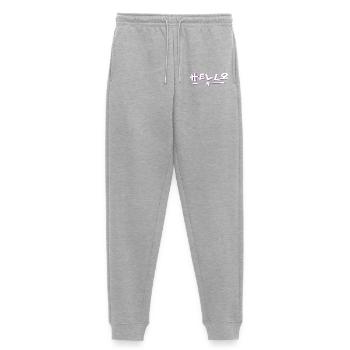Hello lettering with color gradient - Women's Premium Organic Joggers - heather grey - Front - Selfina (174cm)