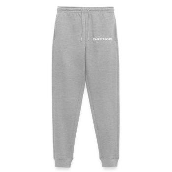 CAFÉ D’ABORD – Humour bureau lundi matin - Pantalon de jogging Premium bio Femme - gris chiné - Devant - Selfina (174cm)