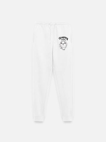 Happy Cat - Frauen Premium Bio Jogginghose - Weiß