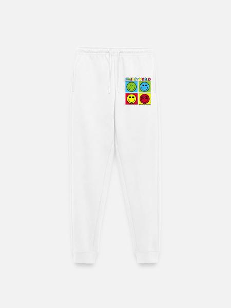 Smileys und vierfarbig - Frauen Premium Bio Jogginghose - Weiß