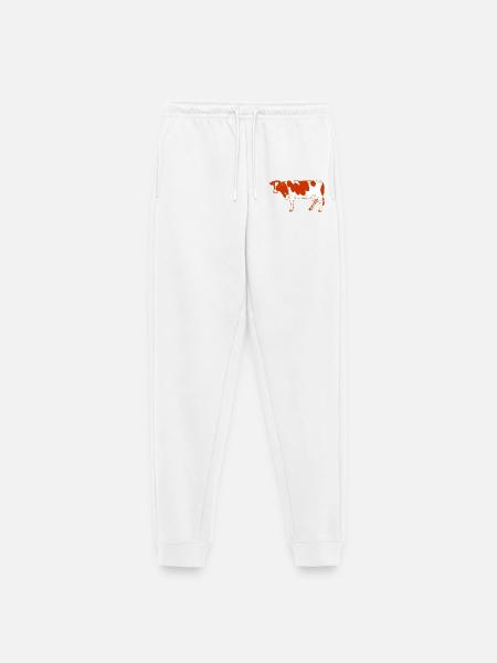 Kuhrotes Fell schaut zur Seite - Frauen Premium Bio Jogginghose - Weiß