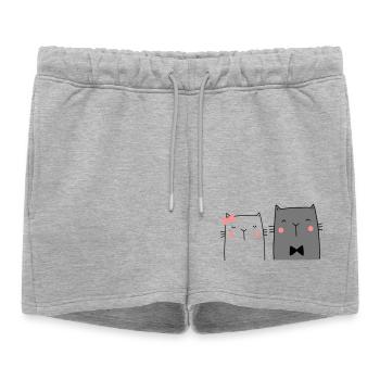 Chats Couple Couple Couple Mariage Couple Mariage - Short de survêtement femme premium - gris chiné - Devant - AI Model Female 172 light (172cm)