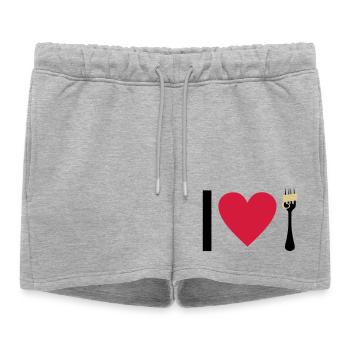 I love Pasta - Women’s Premium Organic Sweatshorts - heather grey - Front - AI Model Female 172 light (172cm)
