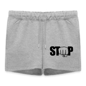 Stop | Faust | Fist - Short de survêtement femme premium - gris chiné - Devant - AI Model Female 172 light (172cm)