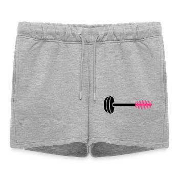 Icône de peigne rose néon - Short de survêtement femme premium - gris chiné - Devant - AI Model Female 172 light (172cm)
