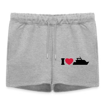 I love my yacht - J'aime mon bateau - Short de survêtement femme premium - gris chiné - Devant - AI Model Female 172 light (172cm)