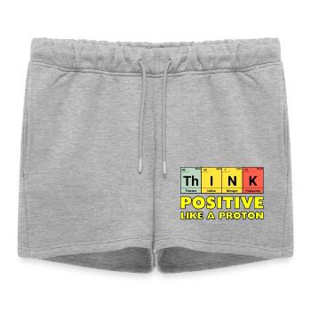 Penser positif, comme un proton - Short de survêtement femme premium - gris chiné - Devant - AI Model Female 172 light (172cm)