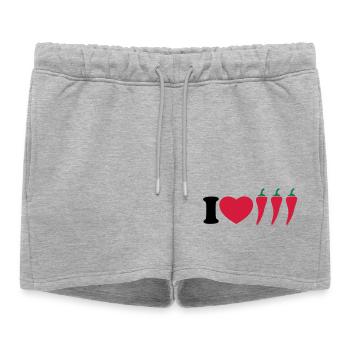I love chilli - J'aime le piment - Short de survêtement femme premium - gris chiné - Devant - AI Model Female 172 light (172cm)