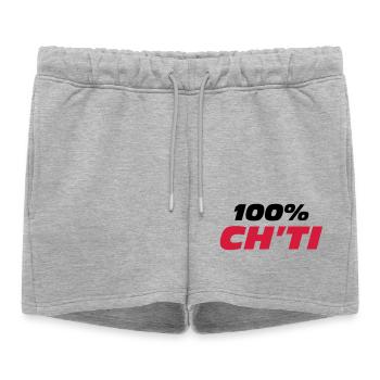 100% Ch'ti - Short de survêtement femme premium - gris chiné - Devant - AI Model Female 172 light (172cm)