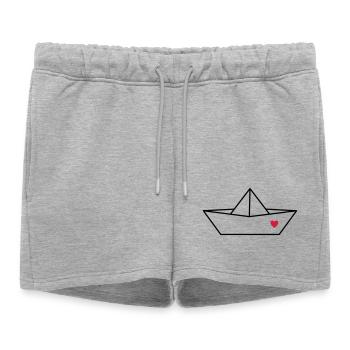 Bateau en papier bateau coeur je héberge un cadeau d'amour - Short de survêtement femme premium - gris chiné - Devant - AI Model Female 172 light (172cm)