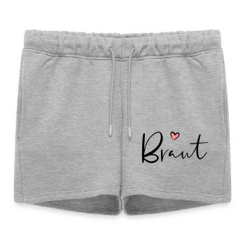 Cadeau de partie de poule coeur de mariée - Short de survêtement femme premium - gris chiné - Devant - AI Model Female 172 light (172cm)