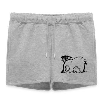 Eléphant village Illusion d’optique - Short de survêtement femme premium - gris chiné - Devant - AI Model Female 172 light (172cm)