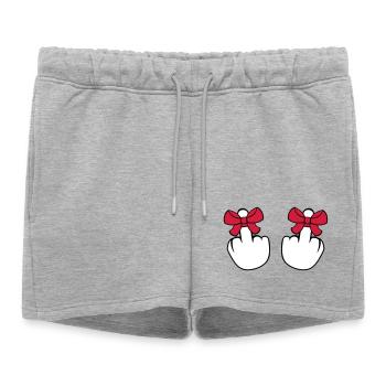 2 hands wanker middle finger show insulting fi - Women’s Premium Organic Sweatshorts - heather grey - Front - AI Model Female 172 light (172cm)