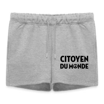 revolution / paix / peuple / voyage / écolo / - Short de survêtement femme premium - gris chiné - Devant - AI Model Female 172 light (172cm)
